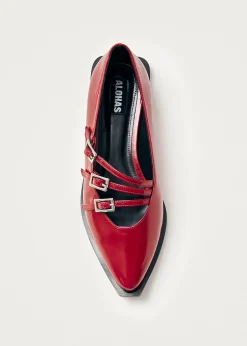Jive Onix Red Leather Ballet Flats|ALOHAS Hot