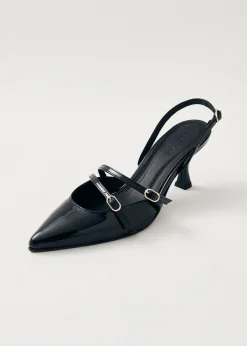 Joelle Onix Black Leather Pumps|ALOHAS Discount