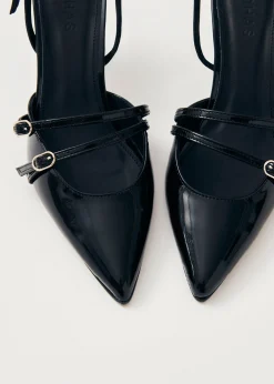 Joelle Onix Black Leather Pumps|ALOHAS Discount