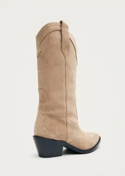 Liberty Suede Beige Leather Boots|ALOHAS Clearance