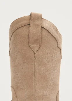 Liberty Suede Beige Leather Boots|ALOHAS Clearance
