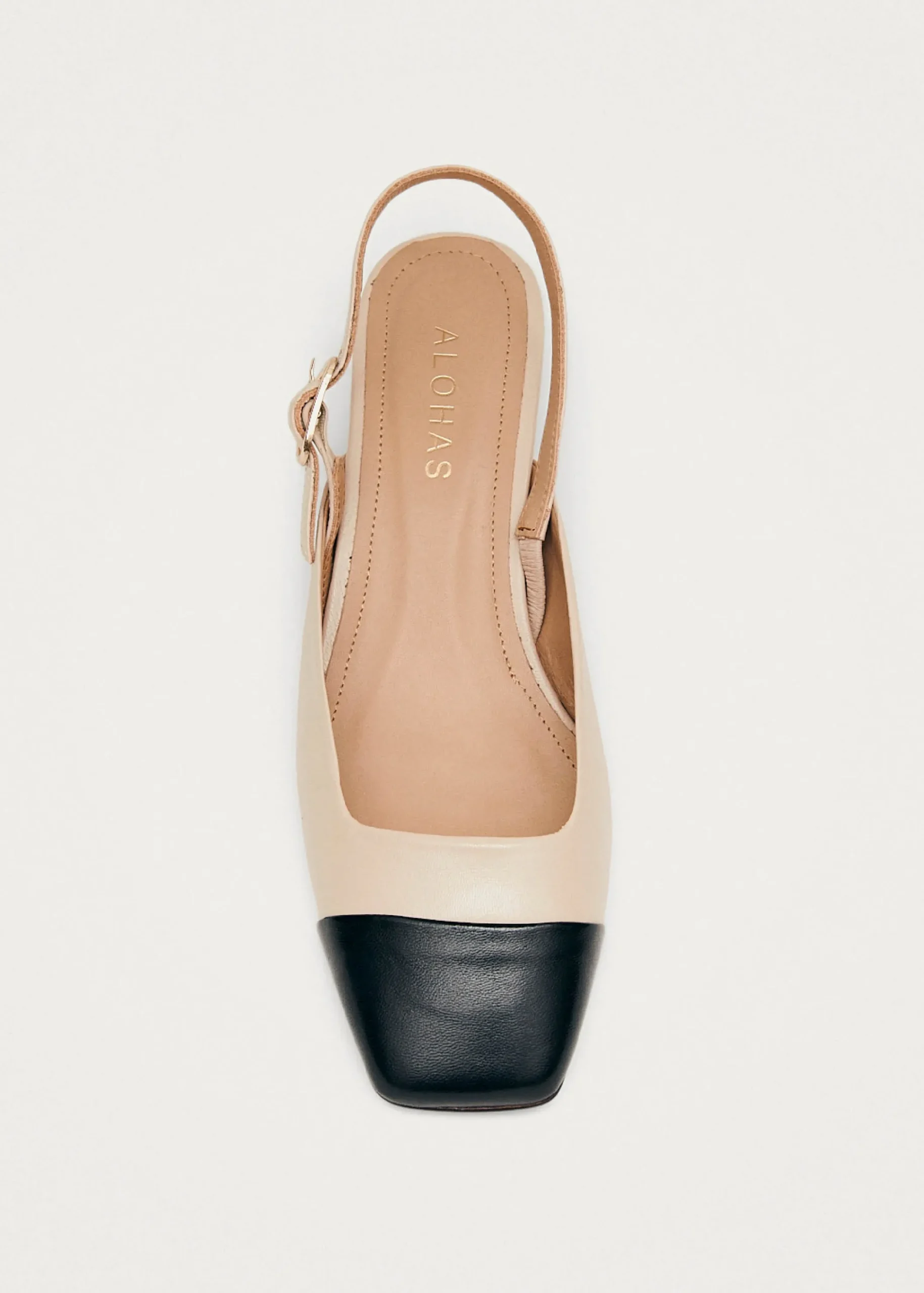 Lindy Bicolor Cream Black Leather Pumps|ALOHAS Hot