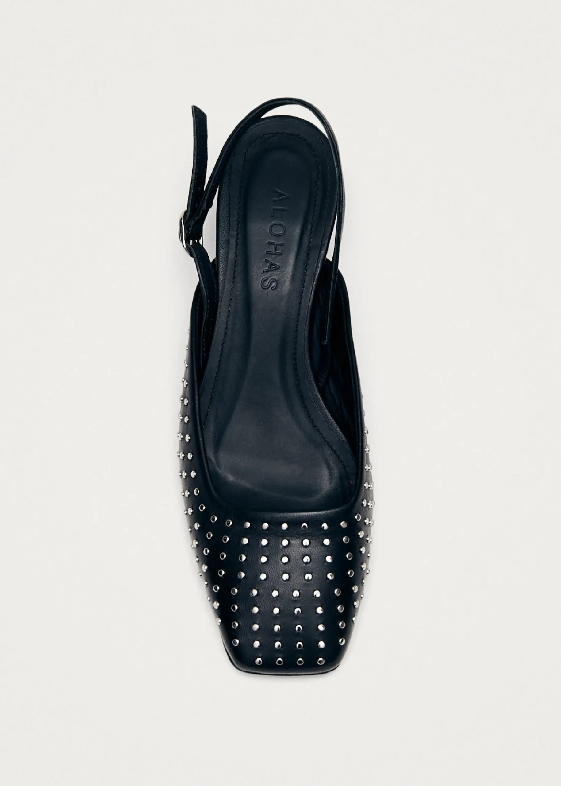 Lindy Studs Black Leather Pumps|ALOHAS Best