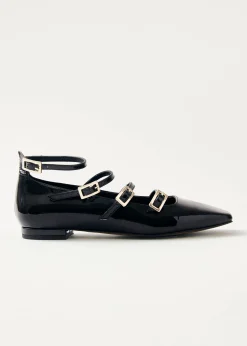 Luke Onix Black Leather Ballet Flats|ALOHAS Outlet