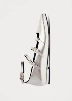 Luke Shimmer Silver Leather Ballet Flats|ALOHAS New