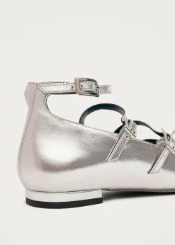 Luke Shimmer Silver Leather Ballet Flats|ALOHAS New