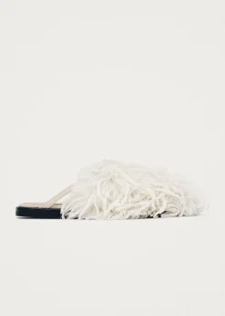 Maja Furry Cream Leather Mules|ALOHAS Online