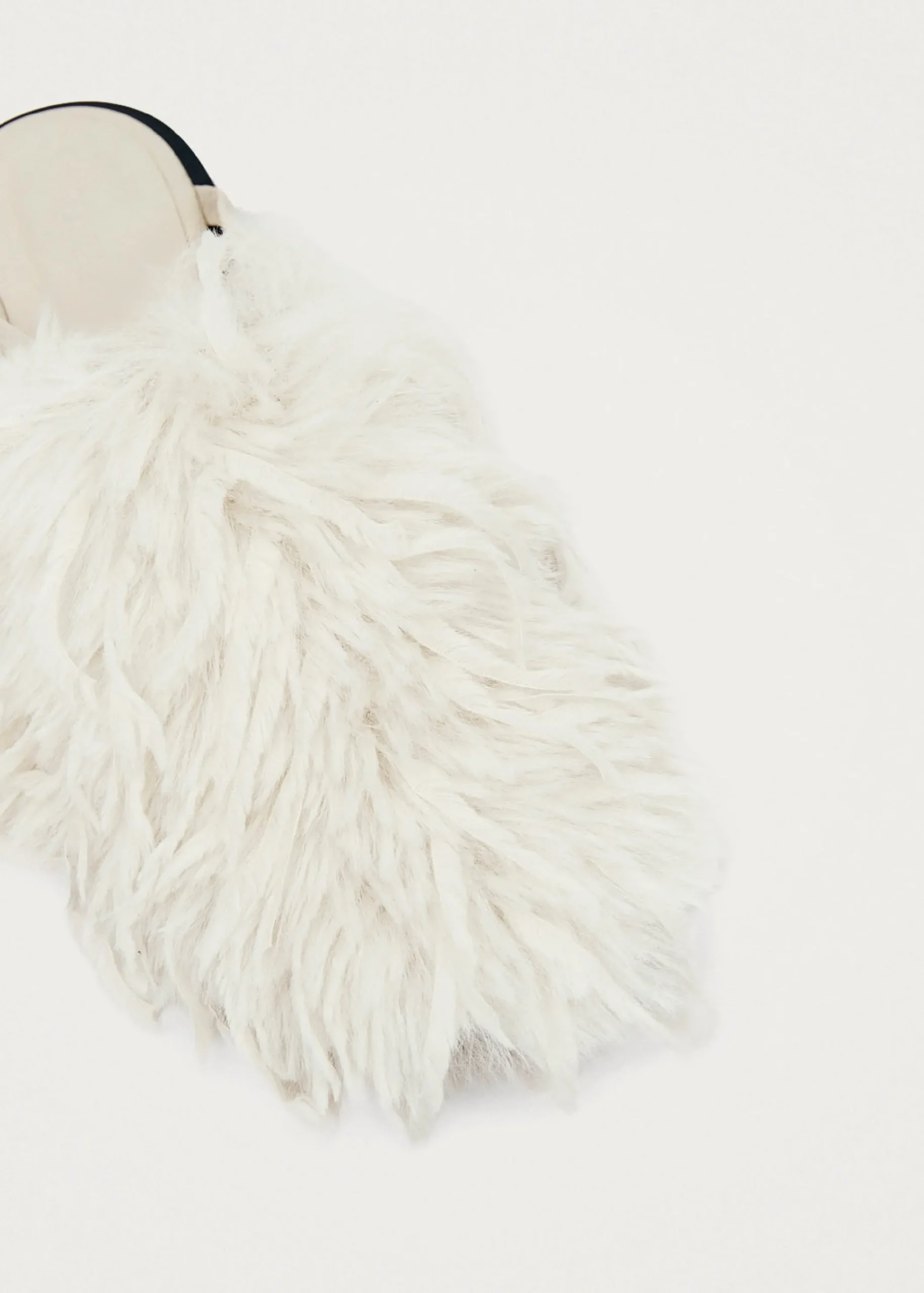 Maja Furry Cream Leather Mules|ALOHAS Online