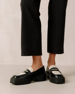 Mask Bicolor Black Vegan Leather Loafers|ALOHAS Online
