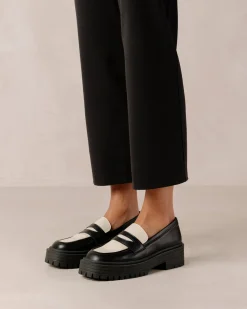 Mask Bicolor Black Vegan Leather Loafers|ALOHAS Online
