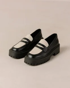 Mask Bicolor Black Vegan Leather Loafers|ALOHAS Online