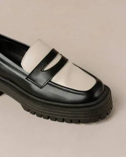 Mask Bicolor Black Vegan Leather Loafers|ALOHAS Online