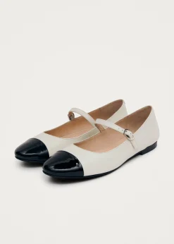 Musa Bicolor Black Cream Leather Ballet Flats|ALOHAS Best