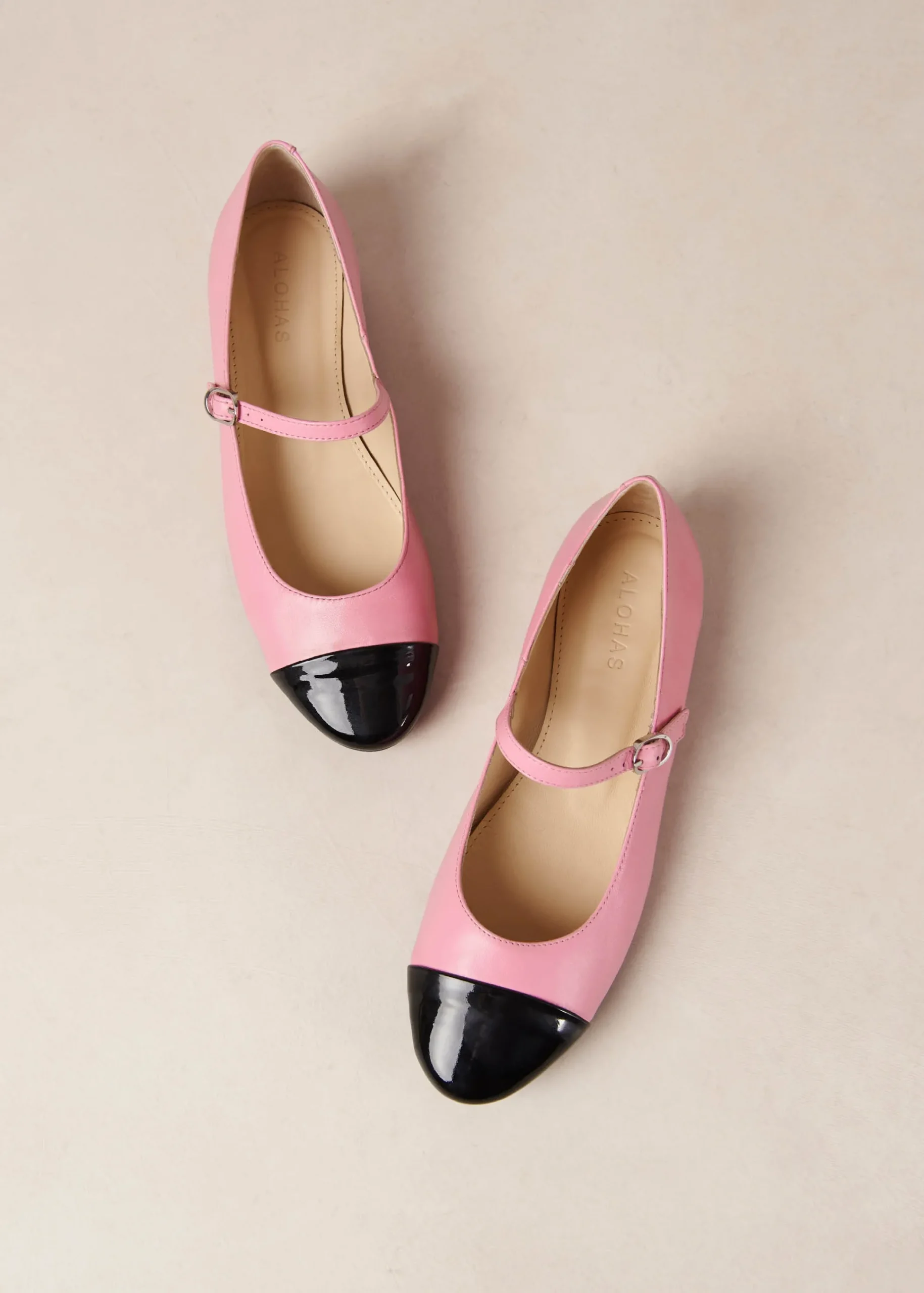 Musa Bicolor Black Pink Leather Ballet Flats|ALOHAS Clearance