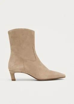 Nash Suede Beige Leather Ankle Boots|ALOHAS Sale