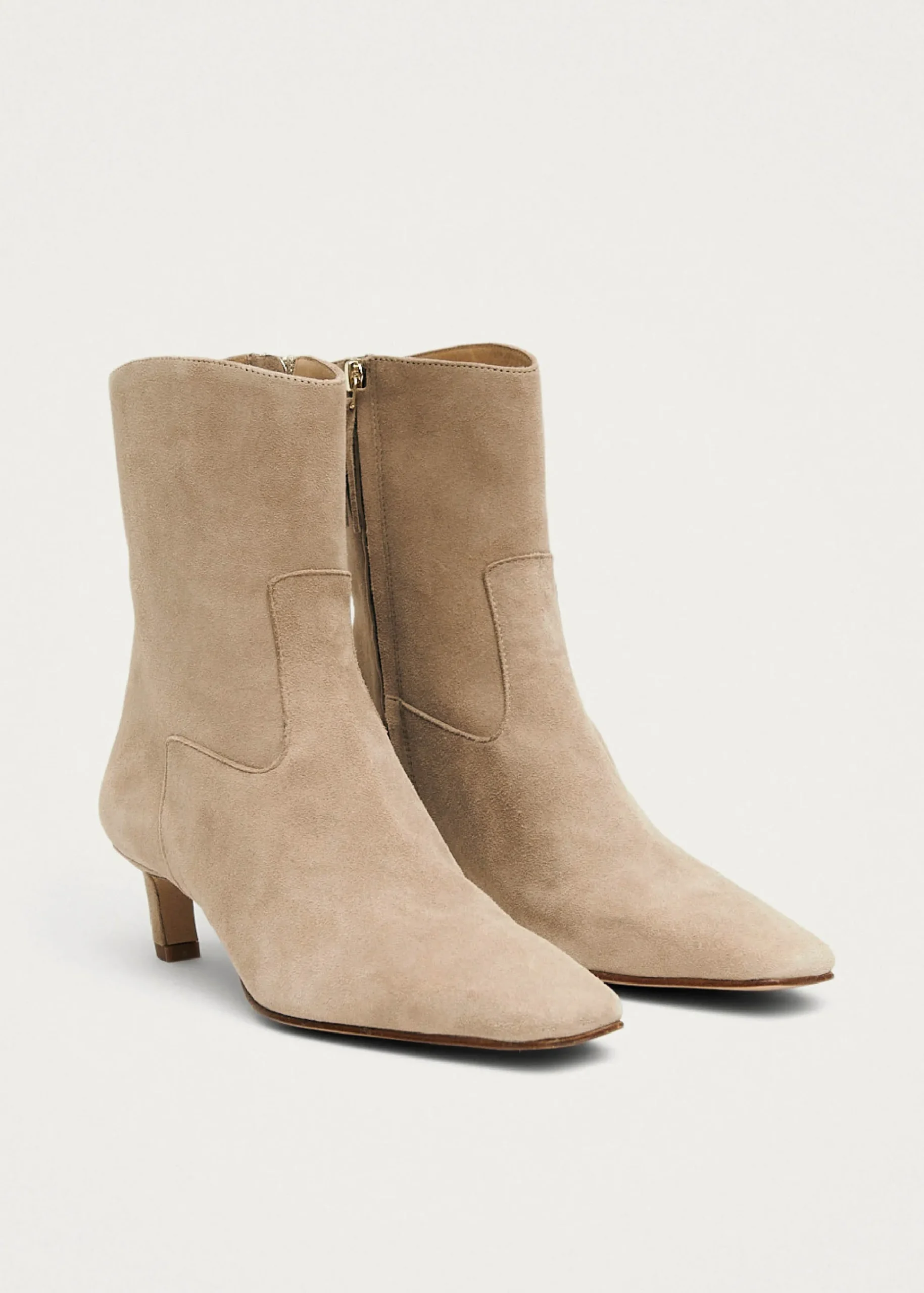 Nash Suede Beige Leather Ankle Boots|ALOHAS Sale