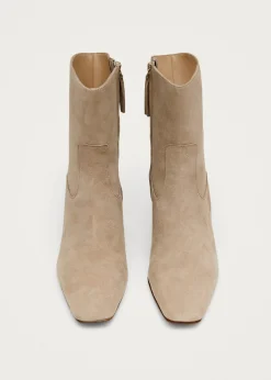 Nash Suede Beige Leather Ankle Boots|ALOHAS Sale