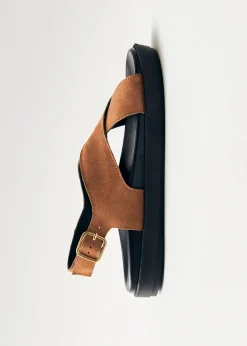 Nico Suede Brown Leather Sandals|ALOHAS Outlet