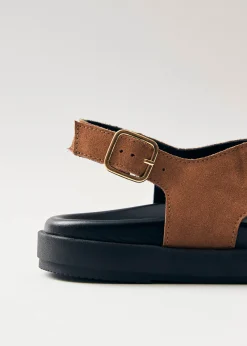 Nico Suede Brown Leather Sandals|ALOHAS Outlet