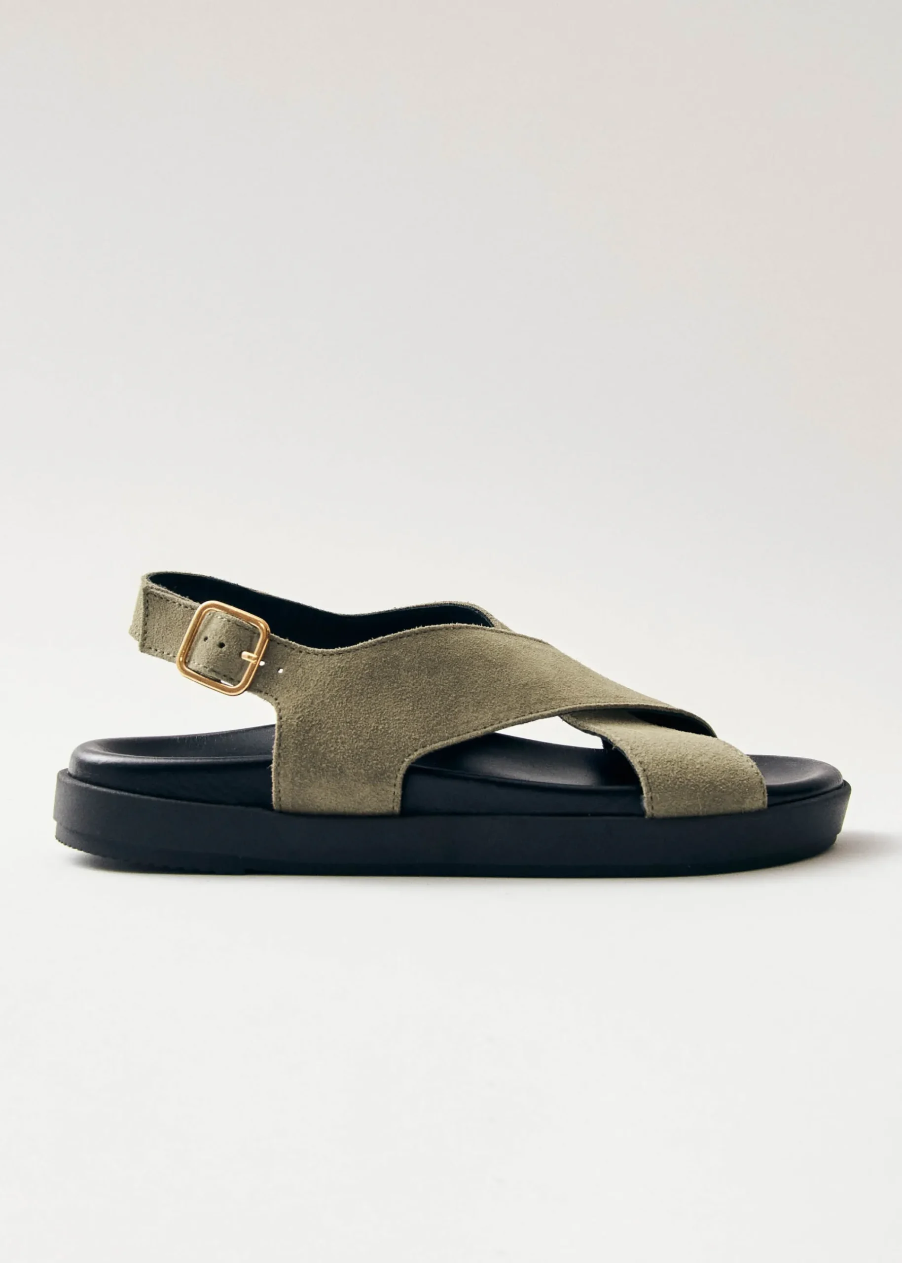 Nico Suede Khaki Leather Sandals|ALOHAS Best