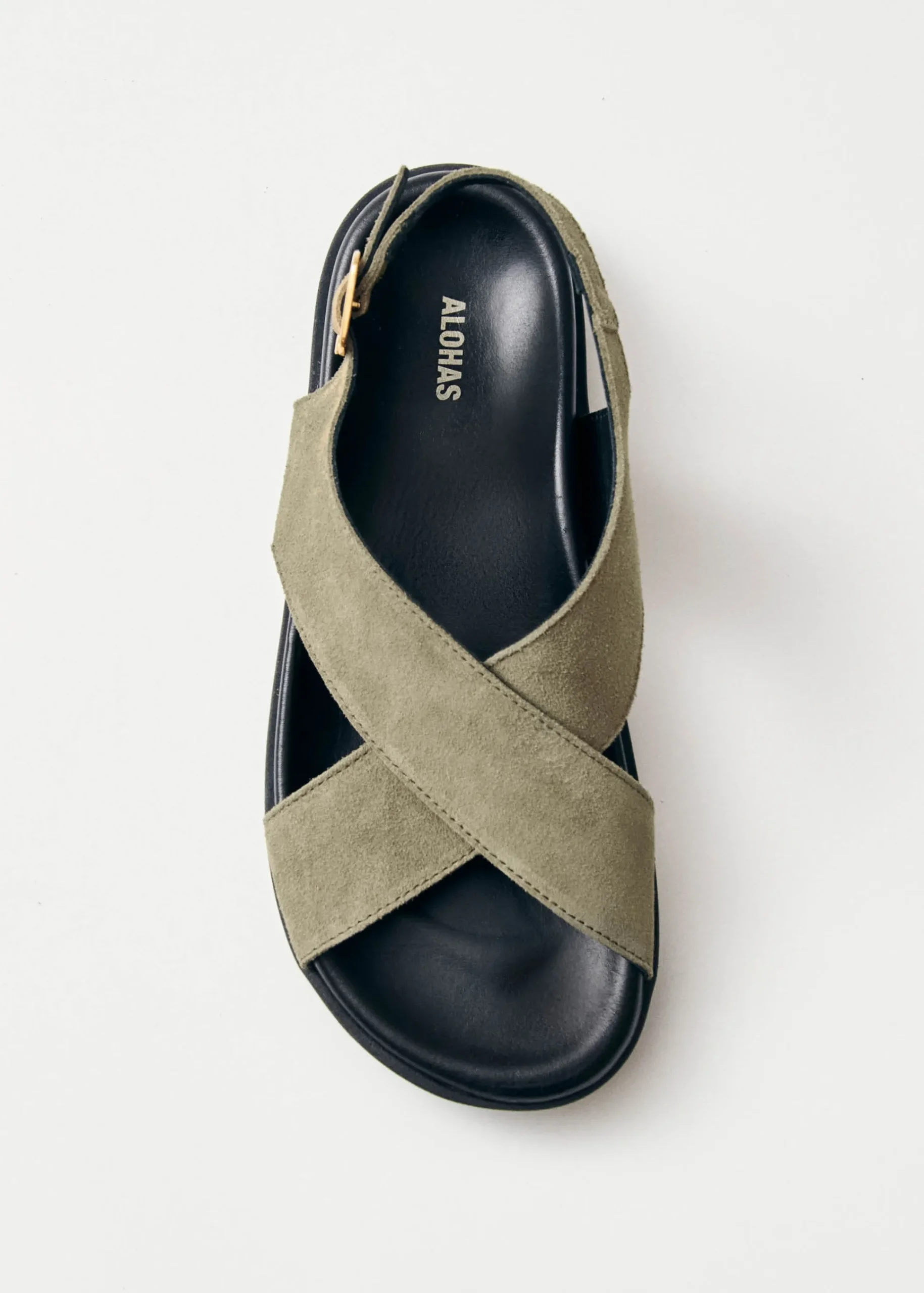 Nico Suede Khaki Leather Sandals|ALOHAS Best