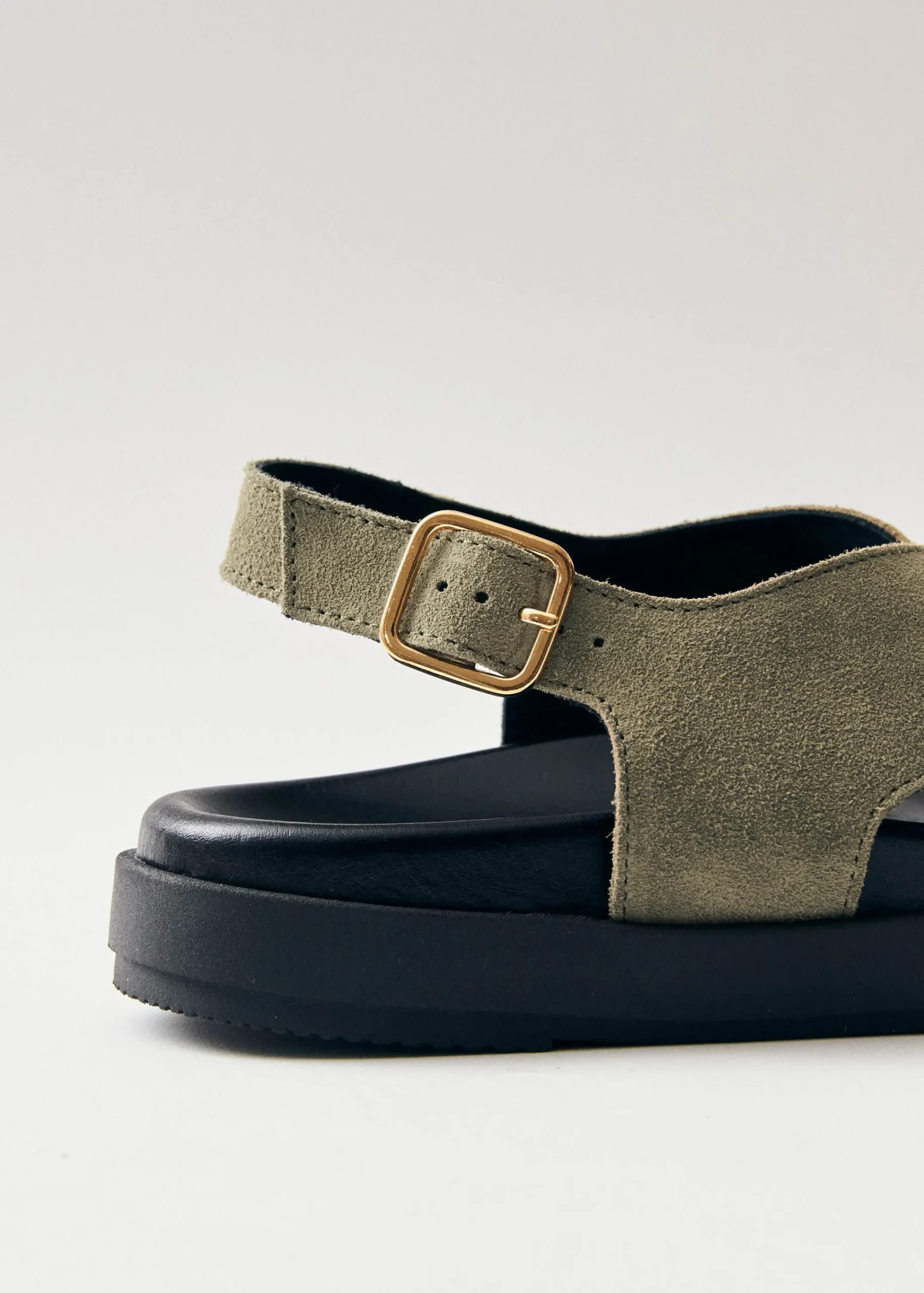 Nico Suede Khaki Leather Sandals|ALOHAS Best