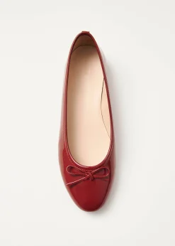 Oriana Onix Red Leather Ballet Flats|ALOHAS Best