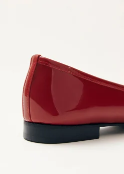 Oriana Onix Red Leather Ballet Flats|ALOHAS Best