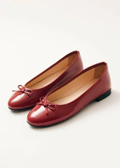 Oriana Onix Red Leather Ballet Flats|ALOHAS Best