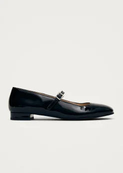 Por Do Sol Onix Black Leather Ballet Flats|ALOHAS Clearance