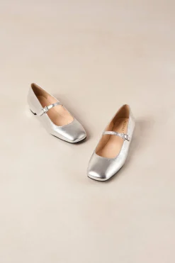 Por Do Sol Shimmer Silver Leather Ballet Flats|ALOHAS Hot