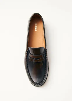 Rivet Brushed Coffee Brown Leather Loafers|ALOHAS Sale