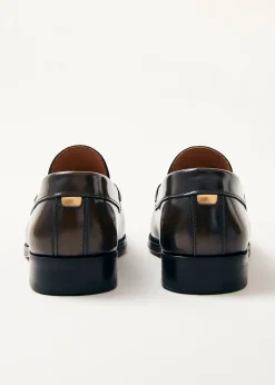 Rivet Brushed Coffee Brown Leather Loafers|ALOHAS Sale