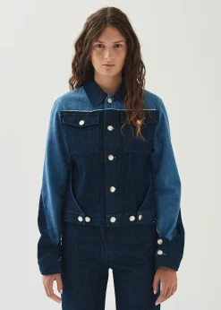 Sand Bicolor Indigo Denim Jacket|ALOHAS Fashion