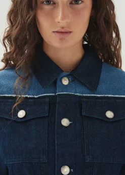 Sand Bicolor Indigo Denim Jacket|ALOHAS Fashion