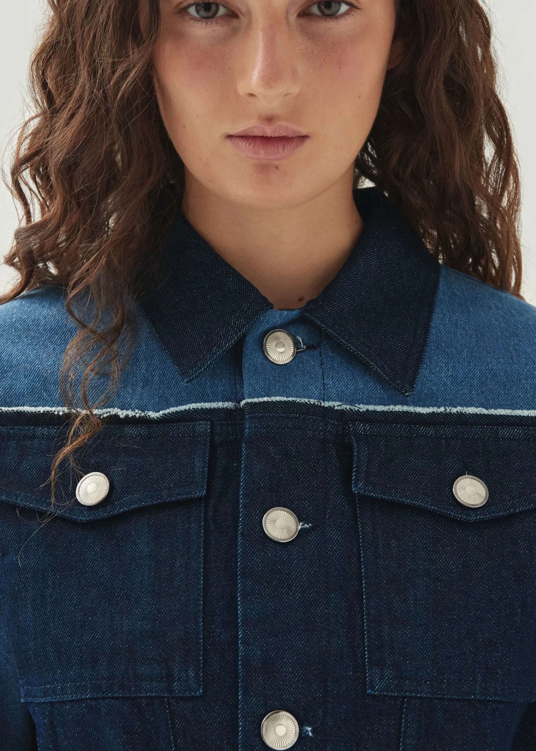Sand Bicolor Indigo Denim Jacket|ALOHAS Fashion