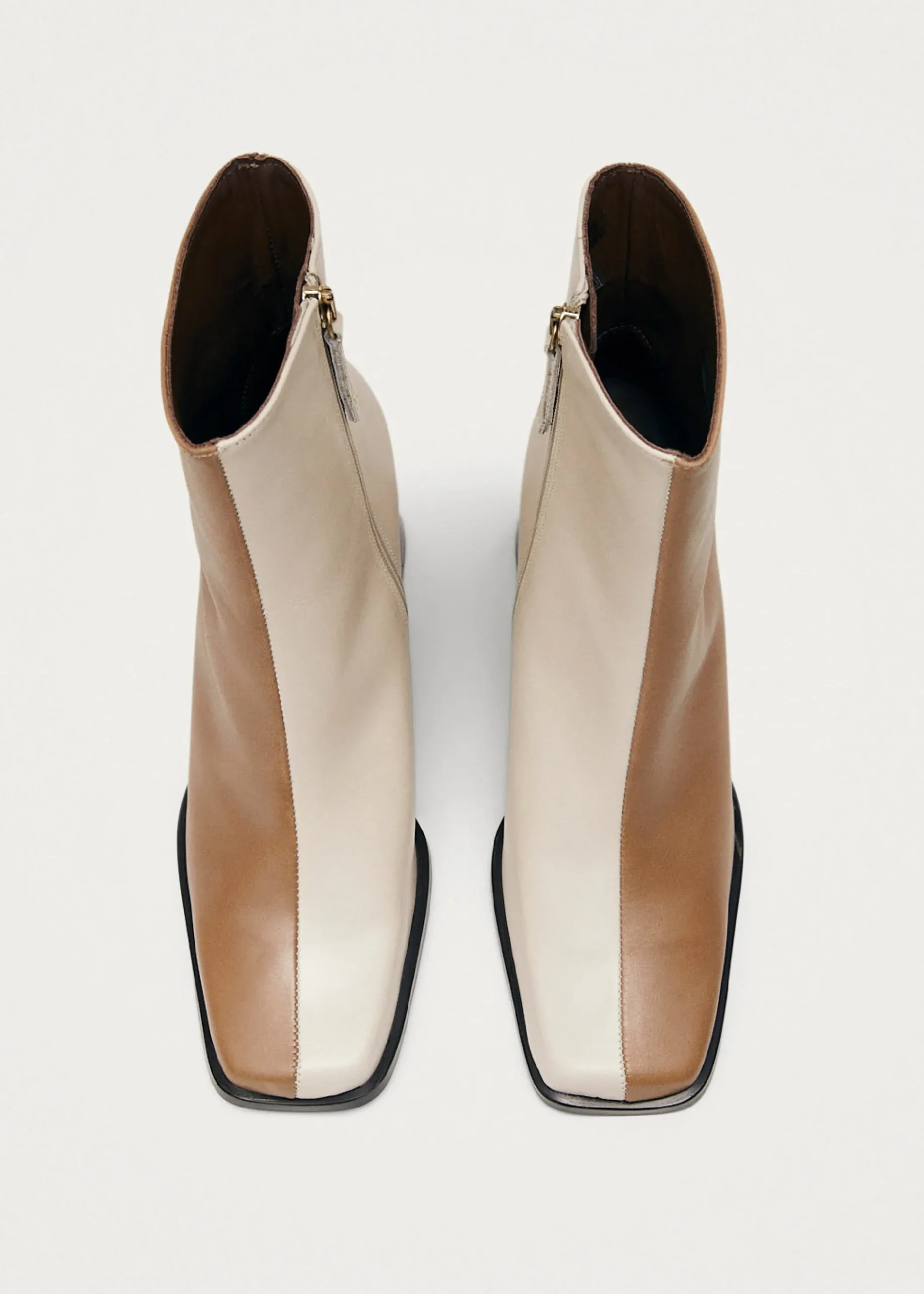 South Bicolor Camel Beige Leather Ankle Boots|ALOHAS Fashion