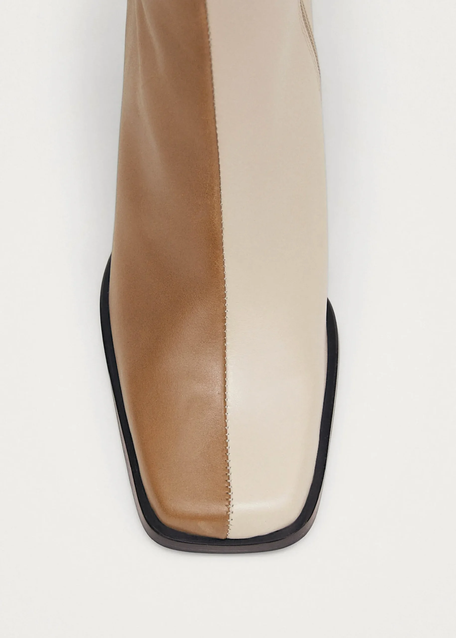 South Bicolor Camel Beige Leather Ankle Boots|ALOHAS Fashion