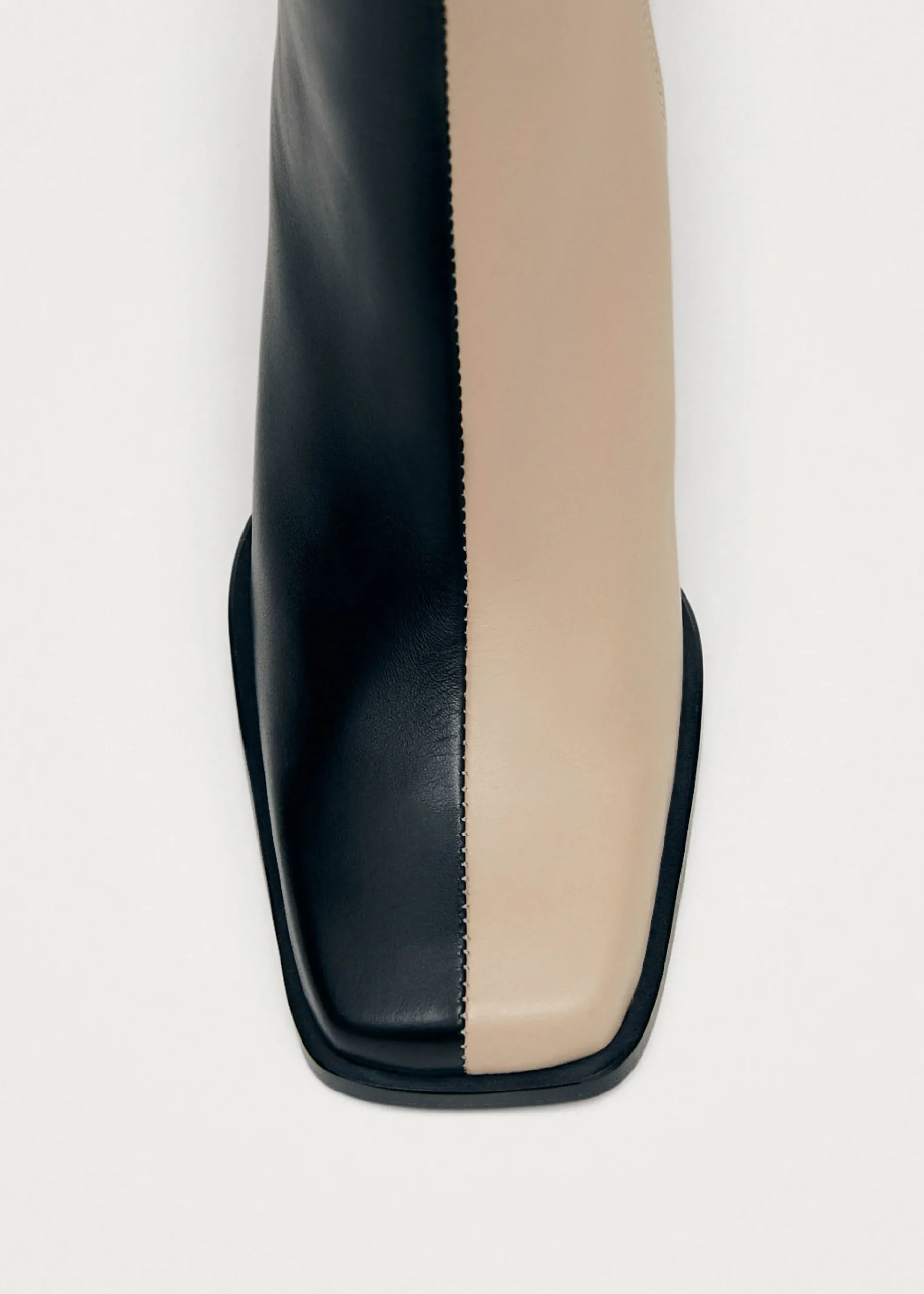 South Bicolor Stone Beige Black Leather Ankle Boots|ALOHAS Best