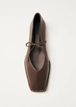 Sway Chestnut Brown Leather Ballet Flats|ALOHAS Best