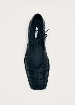 Sway Slit Black Leather Ballet Flats|ALOHAS Sale