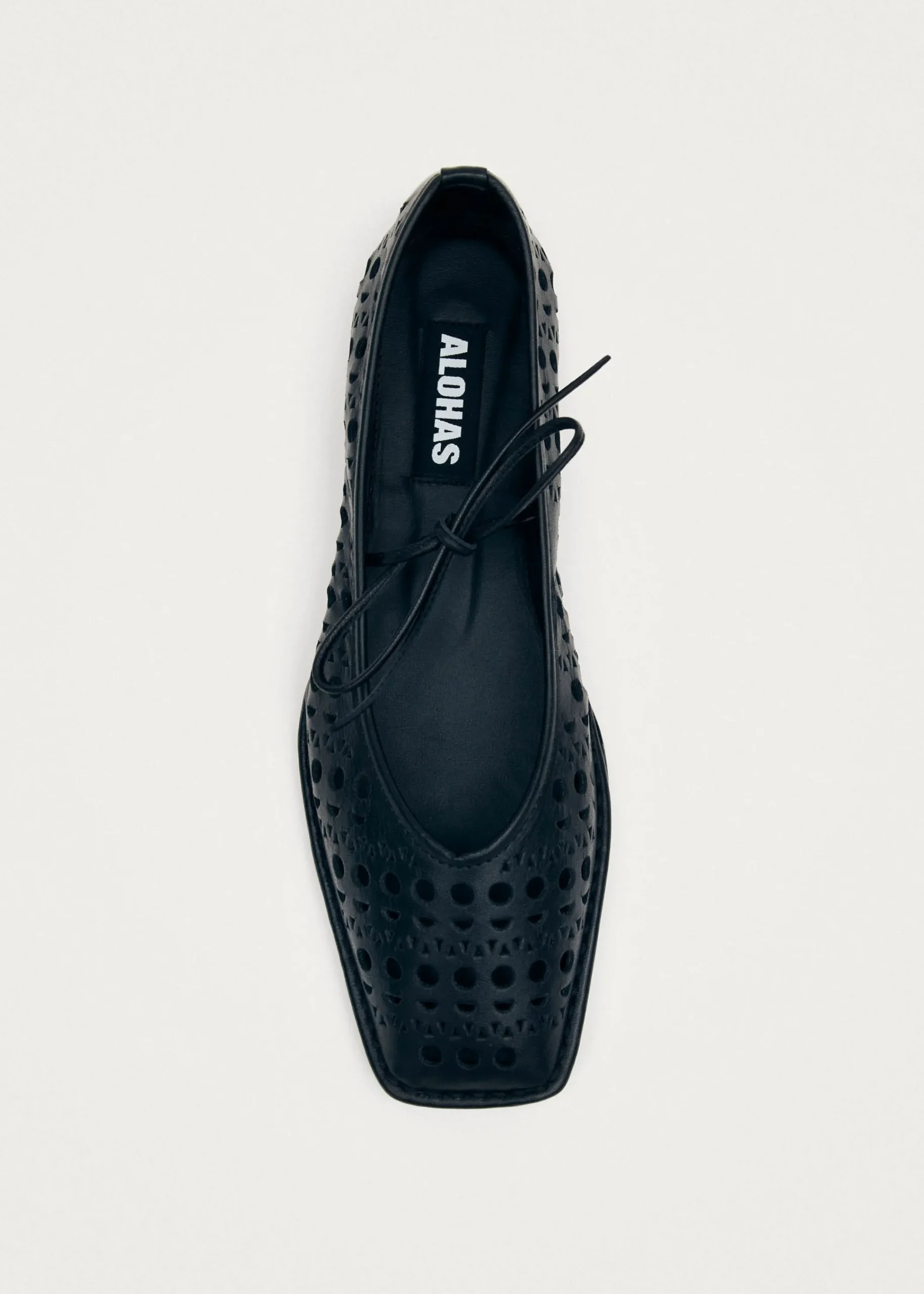 Sway Slit Black Leather Ballet Flats|ALOHAS Sale