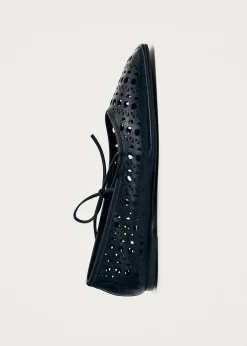 Sway Slit Black Leather Ballet Flats|ALOHAS Sale