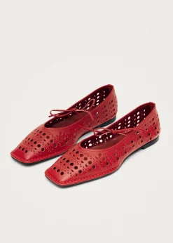 Sway Slit Red Leather Ballet Flats|ALOHAS Hot