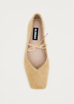 Sway Soft Beige Leather Ballet Flats|ALOHAS New
