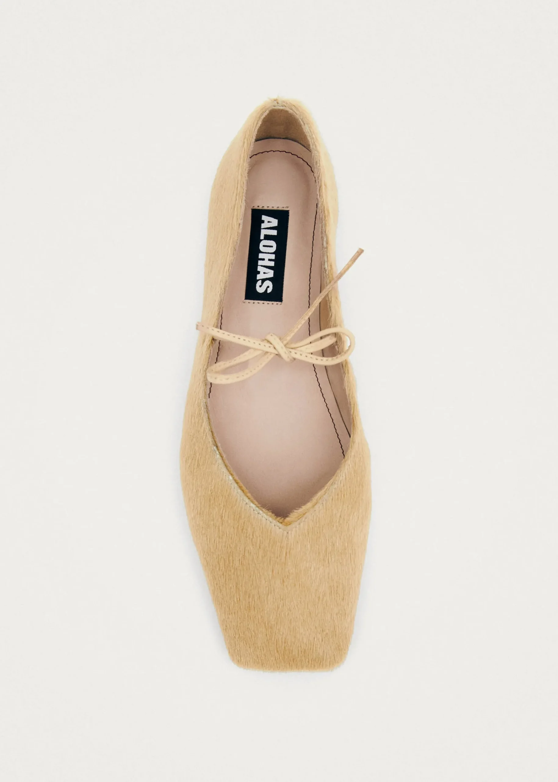 Sway Soft Beige Leather Ballet Flats|ALOHAS New