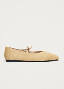 Sway Soft Beige Leather Ballet Flats|ALOHAS New