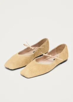 Sway Soft Beige Leather Ballet Flats|ALOHAS New