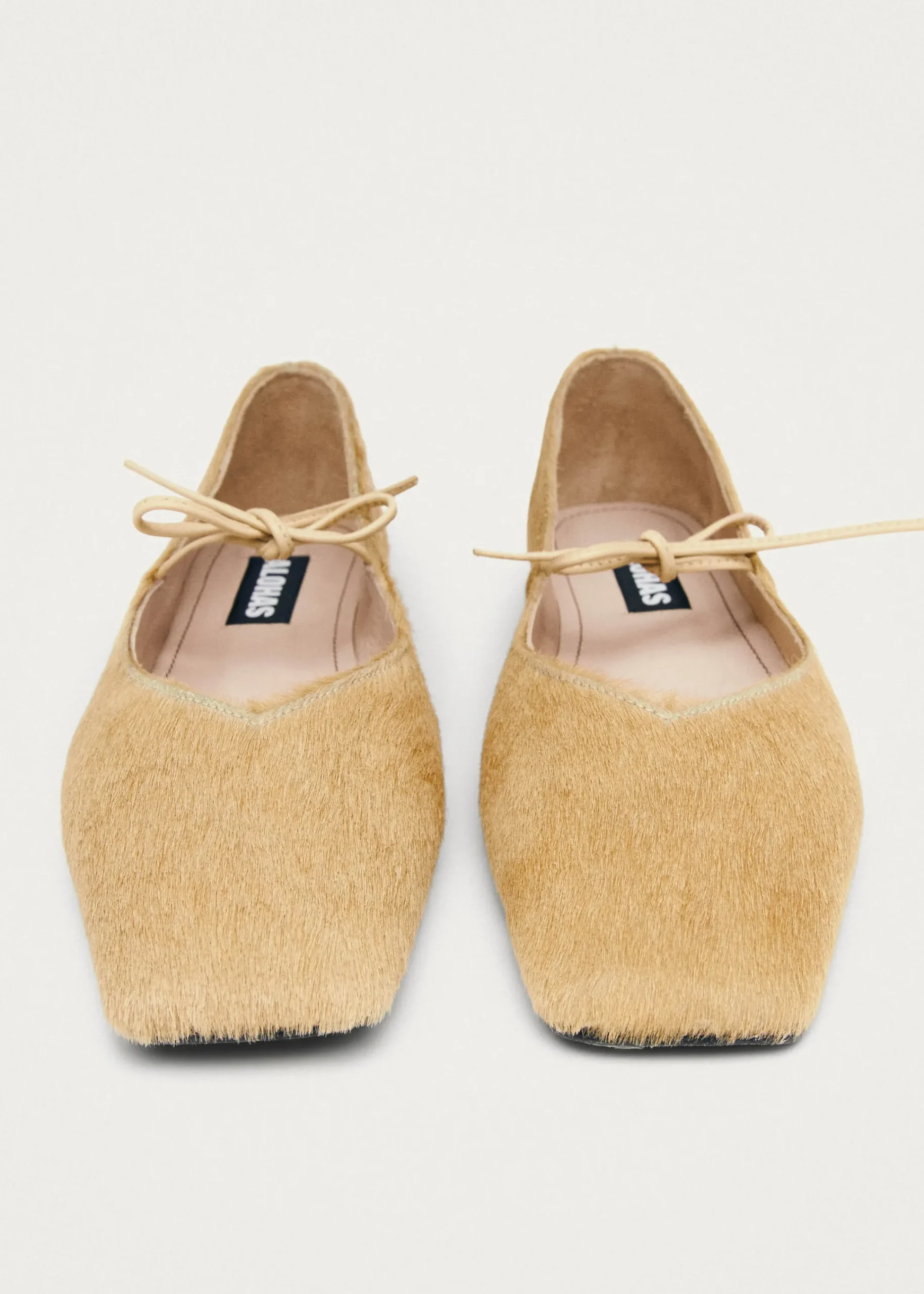 Sway Soft Beige Leather Ballet Flats|ALOHAS New