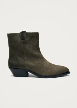 Syd Soft Khaki Leather Ankle Boots|ALOHAS Online